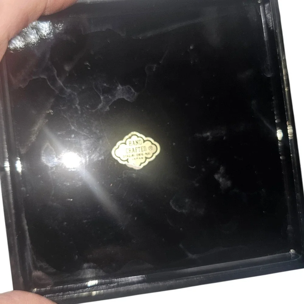 VTG Otagirl Black Gold Unicorn Coaster Set with Holder Stars Celestial 5 Piece
